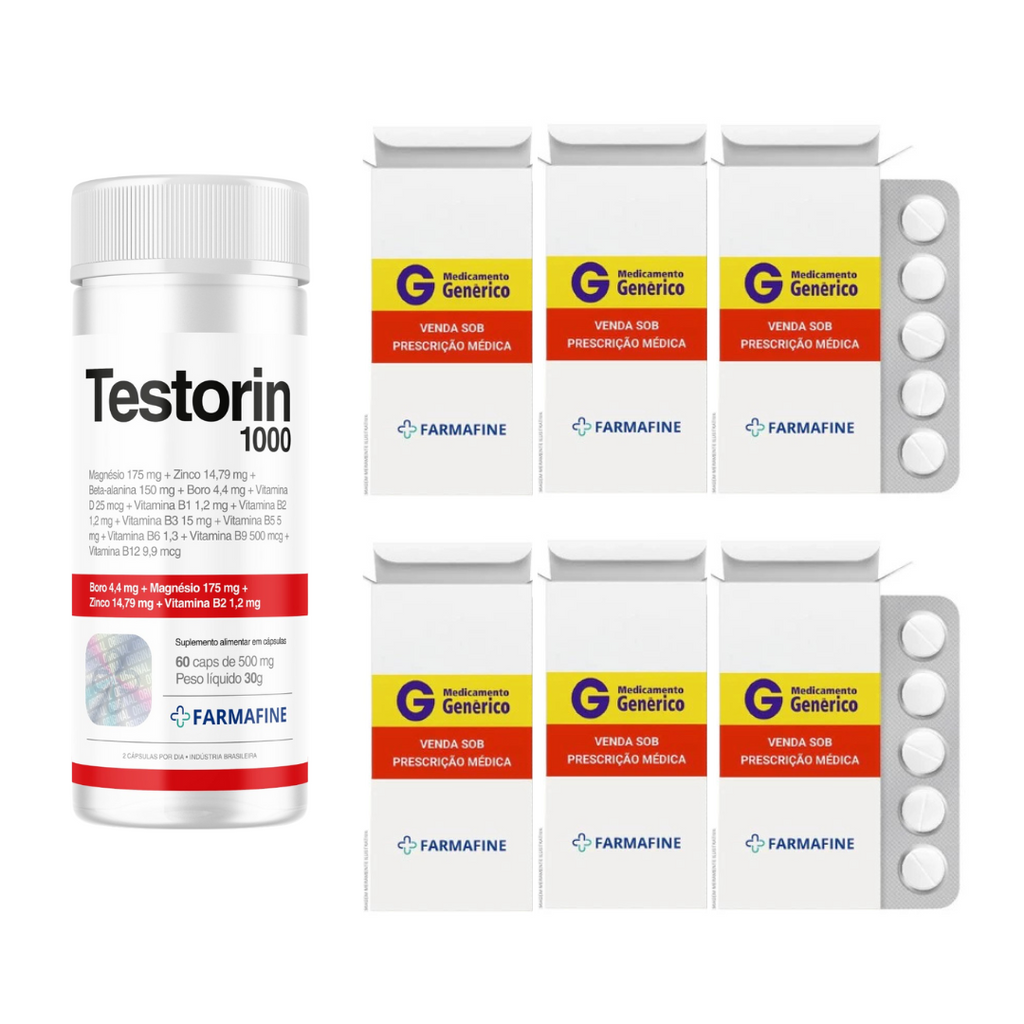 Kit Tadalafila Ems 20mg Com 4 Comprimidos + Testorin 1000 Com 60 Cápsulas Revestida