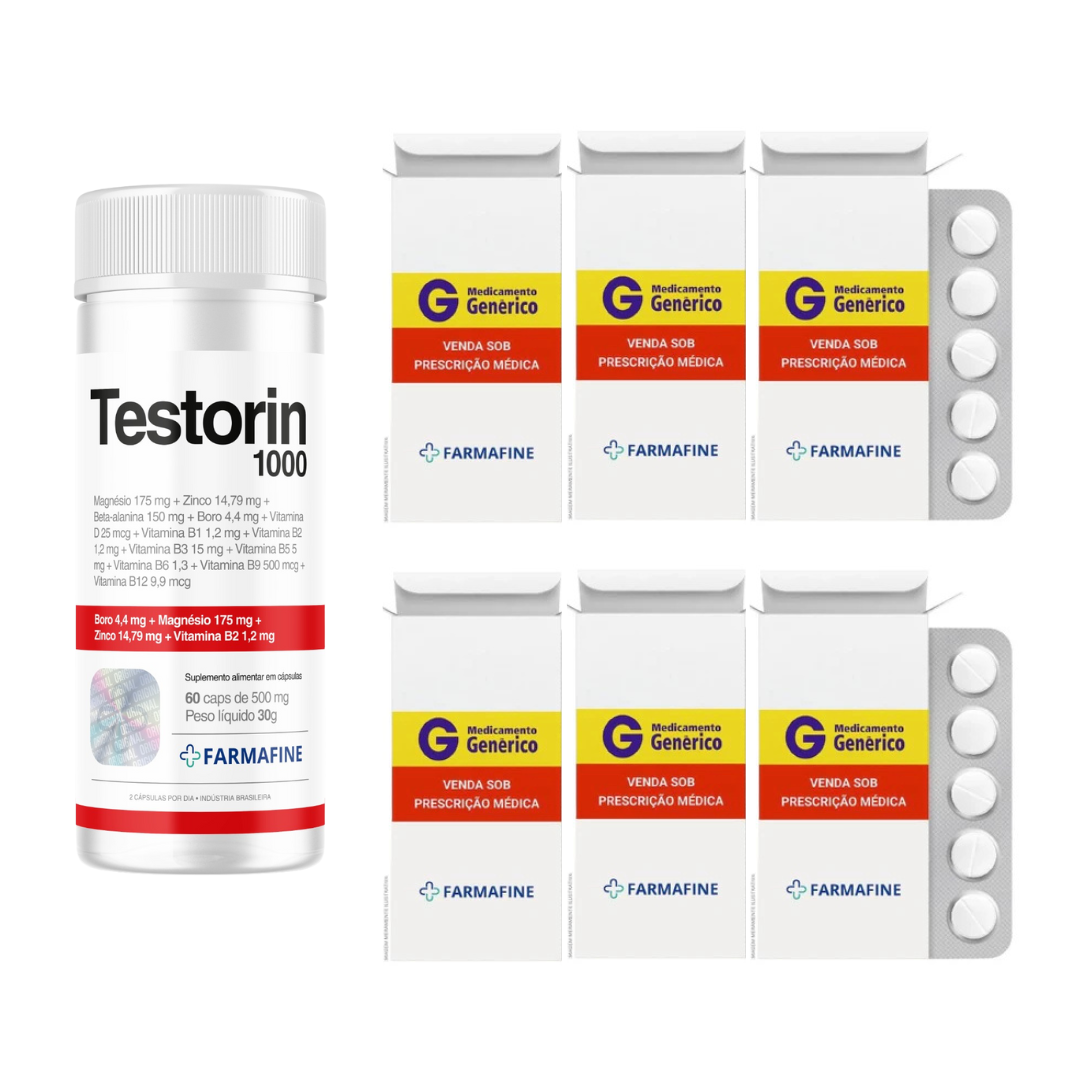 Kit Tadalafila Ems 20mg Com 4 Comprimidos + Testorin 1000 Com 60 Cápsulas Revestida