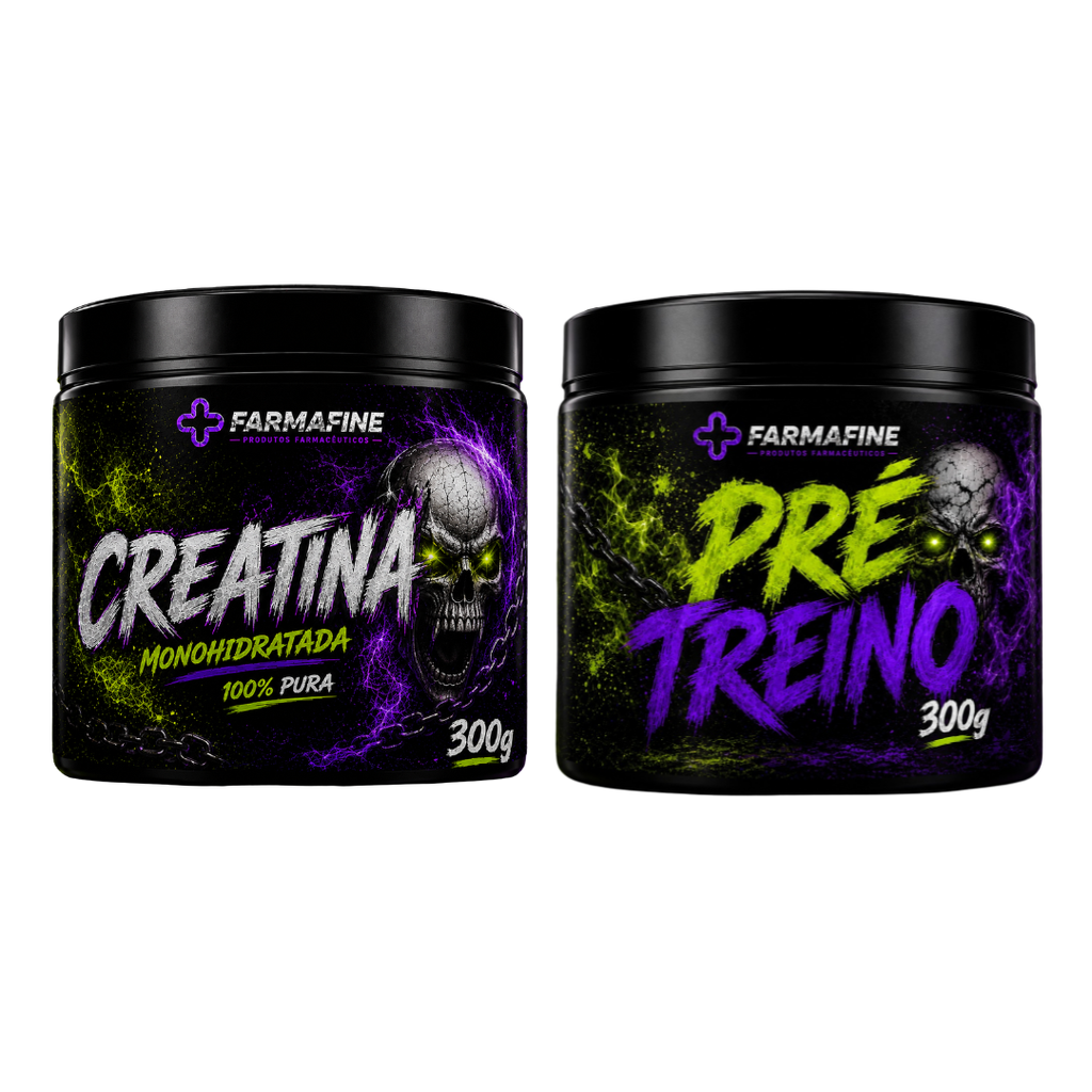 Kit Pré Treino 300g Farmafine + Creatina 100% Pura 300g Farmafine