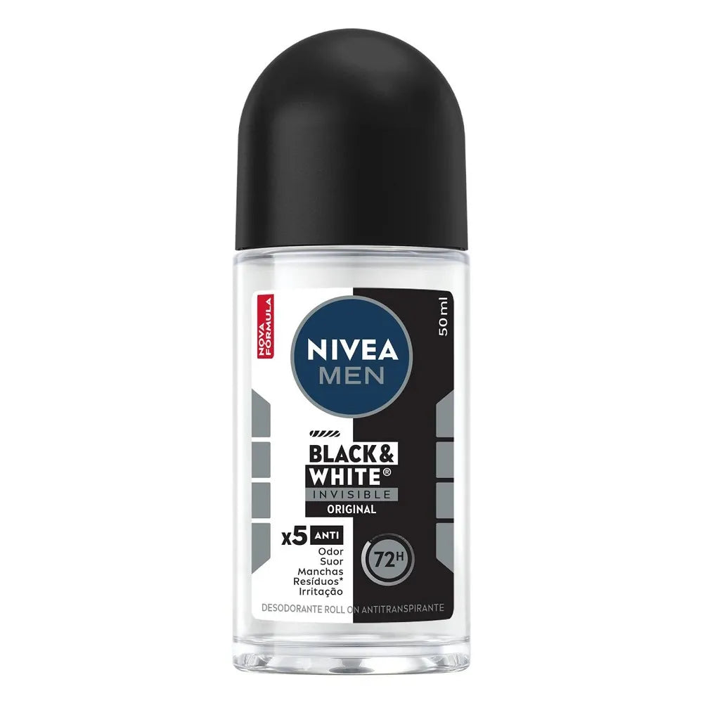 Desodorante Antitranspirante Roll On Nivea Men Black & White Invisible Fresh 50ml